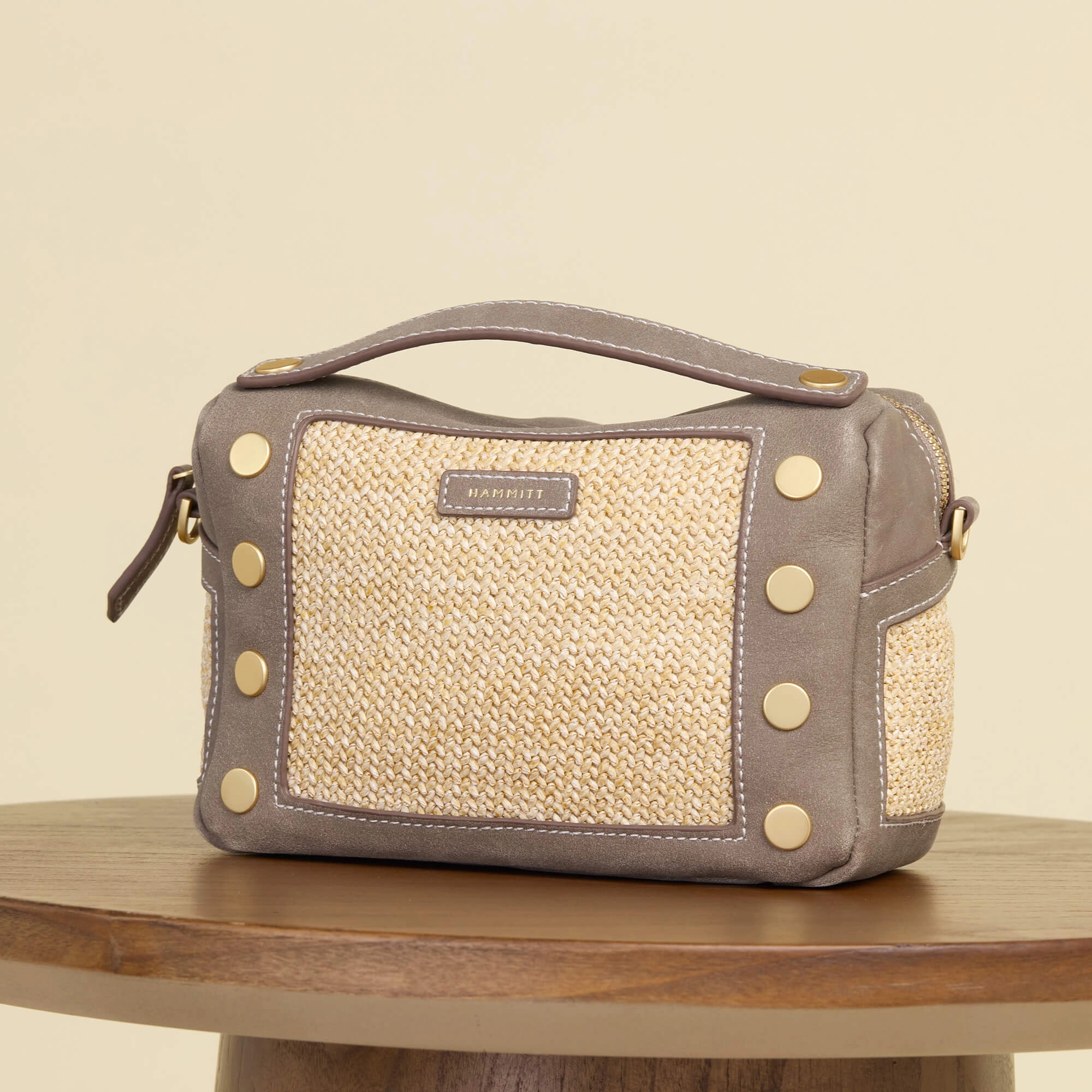Evan Crossbody | Pewter Raffia/Brushed Gold | Sml
