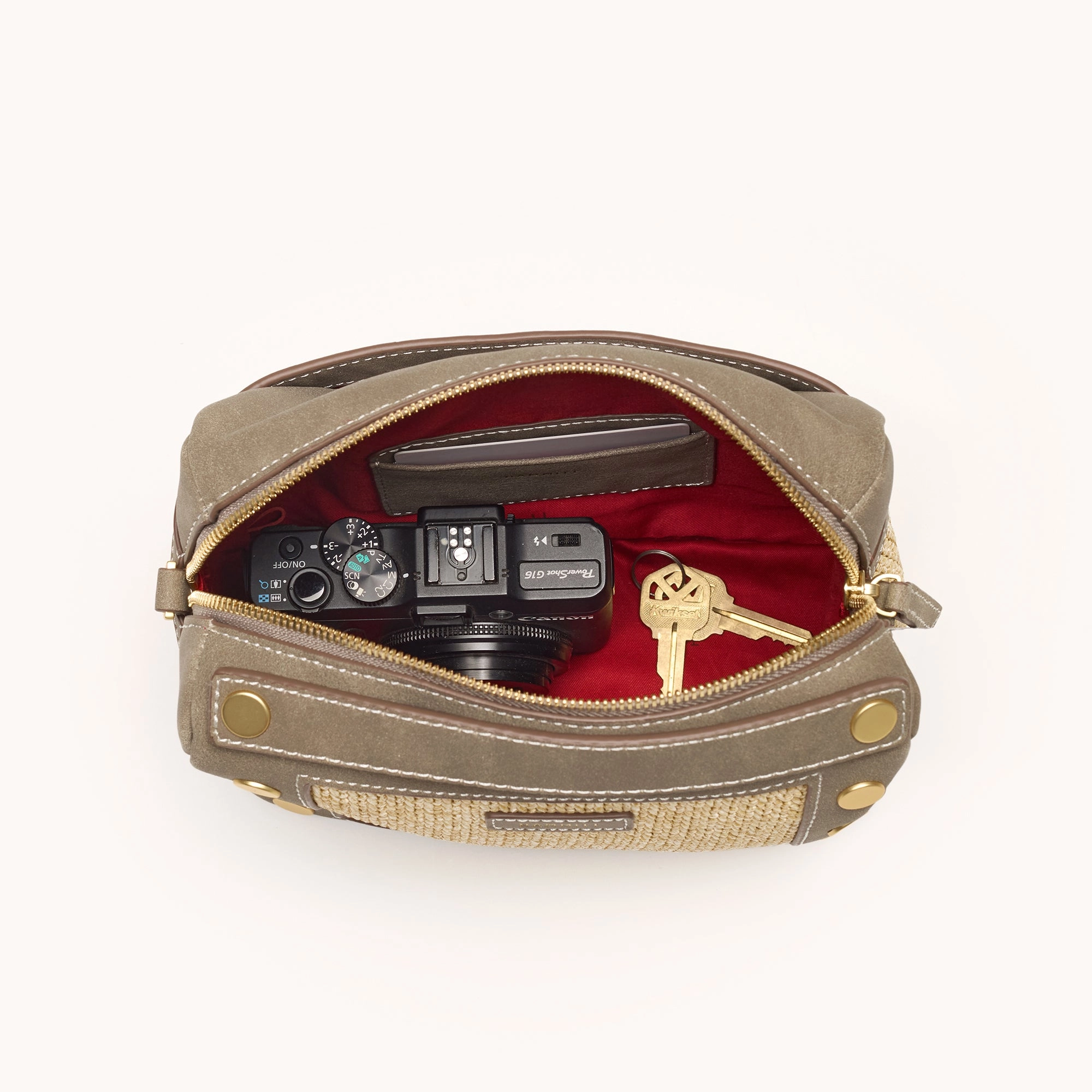 Evan Crossbody | Pewter Raffia/Brushed Gold | Sml