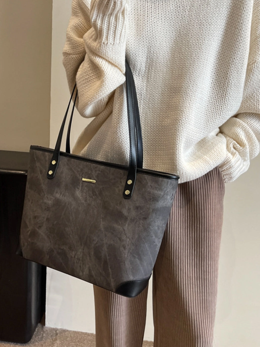 Fashion Textured Large Capacity Tote Shoulder Bag