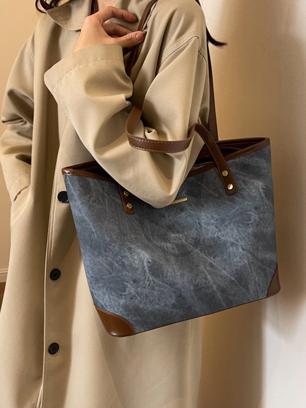 Fashion Textured Large Capacity Tote Shoulder Bag