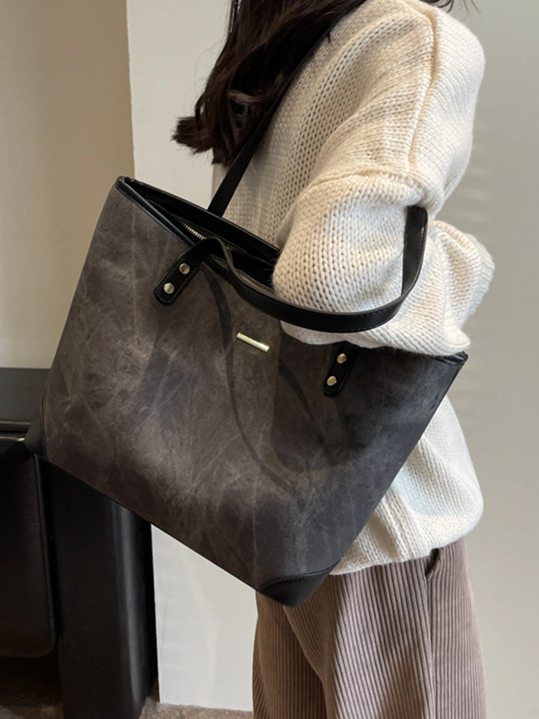 Fashion Textured Large Capacity Tote Shoulder Bag