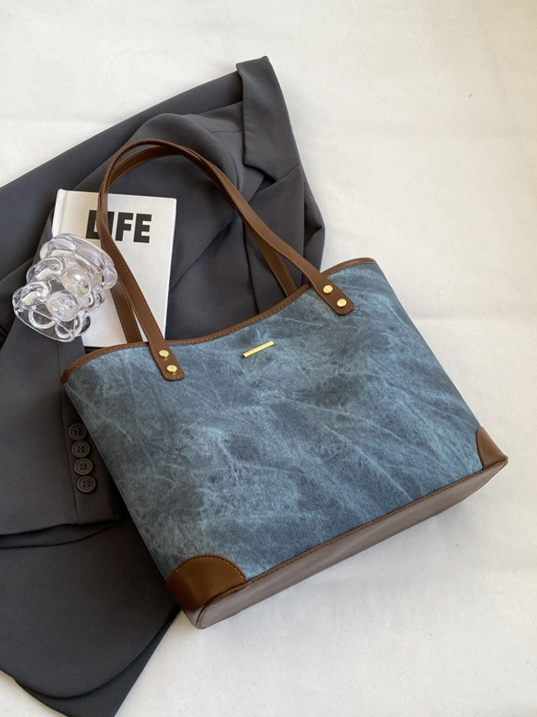 Fashion Textured Large Capacity Tote Shoulder Bag