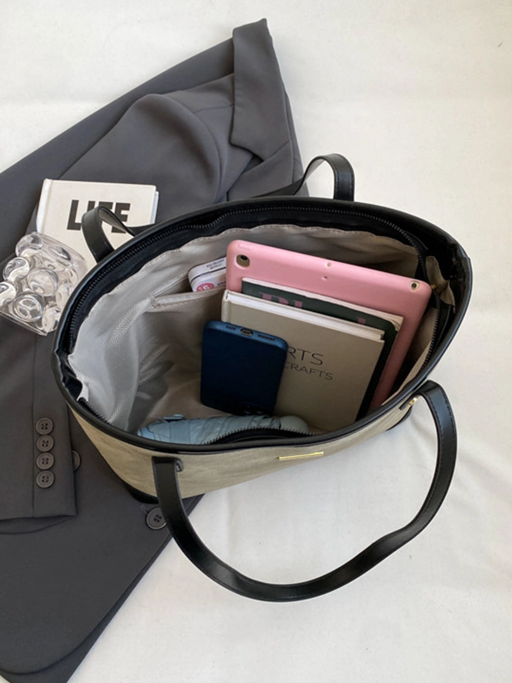 Fashion Textured Large Capacity Tote Shoulder Bag