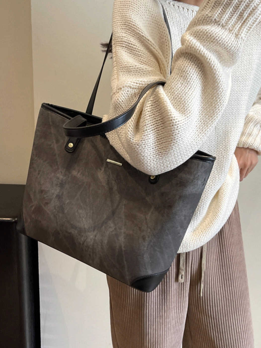 Fashion Textured Large Capacity Tote Shoulder Bag