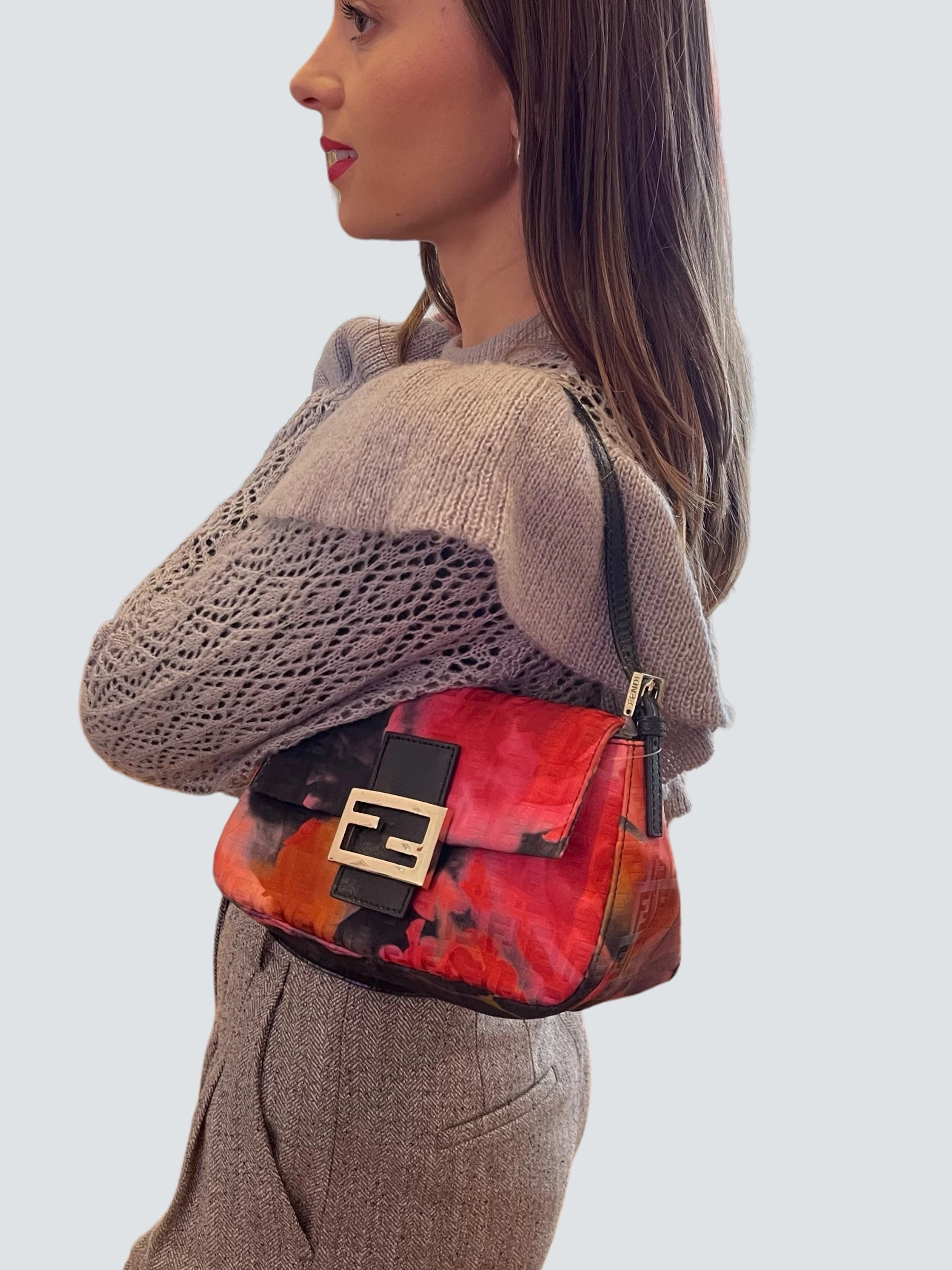 Fendi Multi Colour Canvas and Leather Mini Forever Mama Baguette