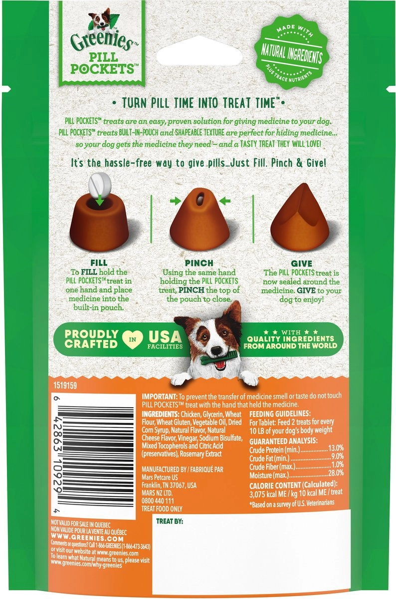 Greenies Pill Pockets Cheese Flavor Dog Treats