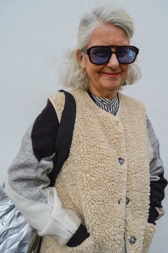 ICHI Fanza Almond Milk Knitted Waistcoat