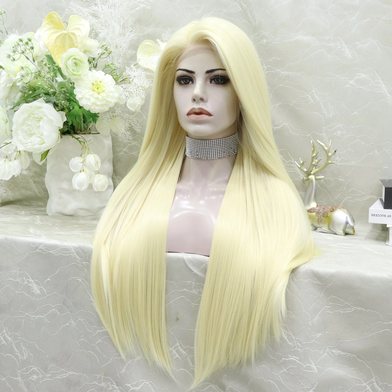 IMstyle Stephanie one single color Blonde 30 inches straight style 13*3 free parting wigs Blonde