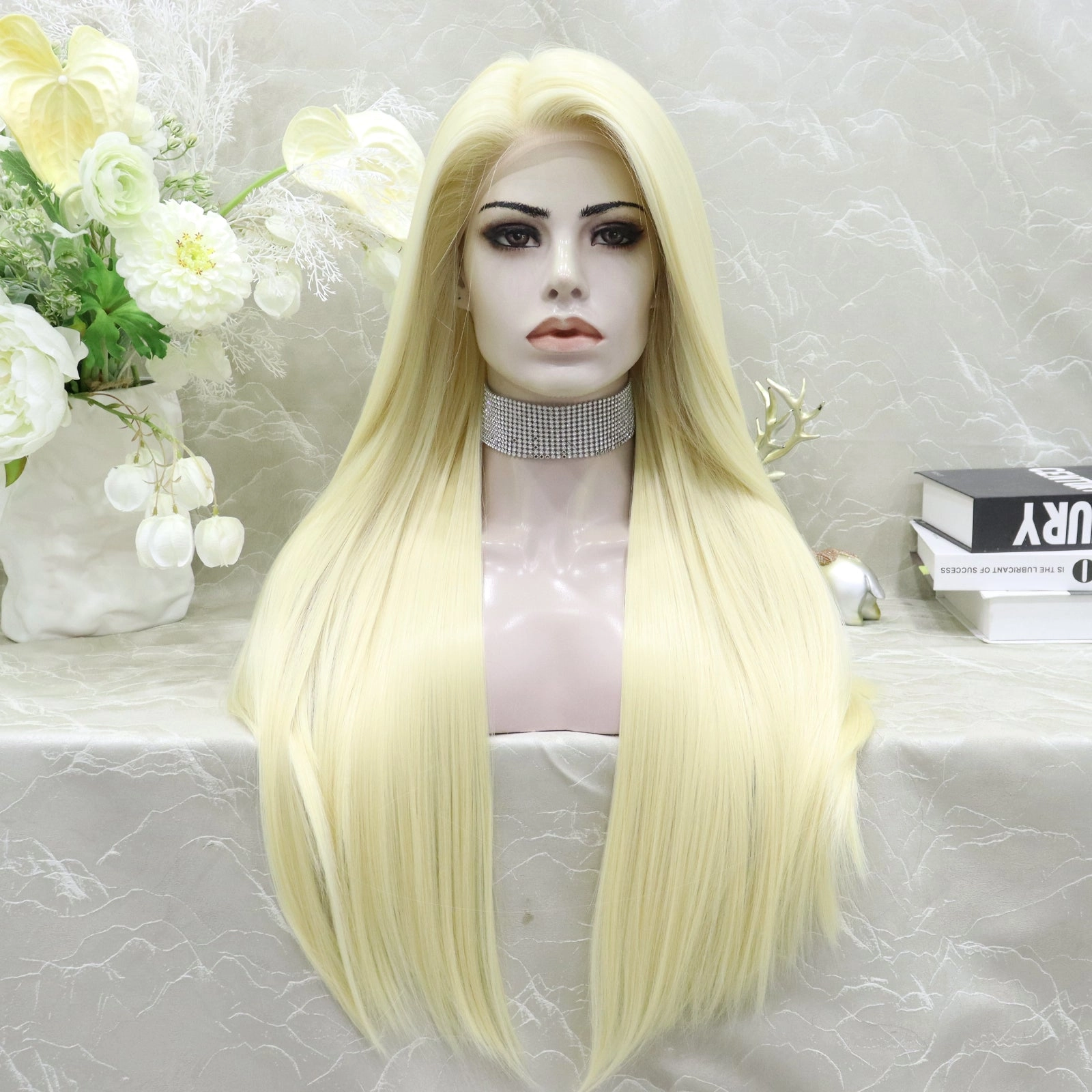 IMstyle Stephanie one single color Blonde 30 inches straight style 13*3 free parting wigs Blonde
