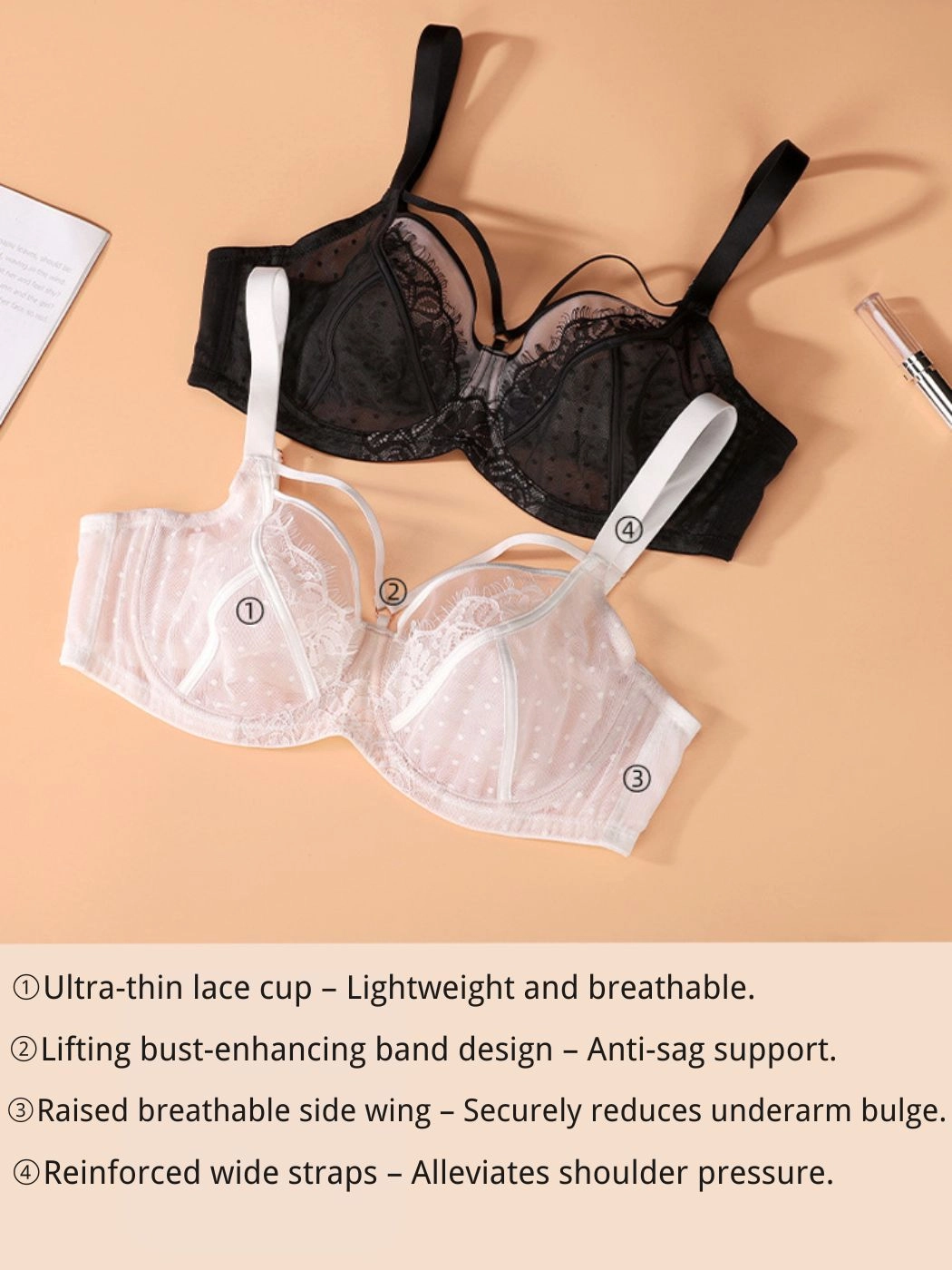 Lace Plus Size Minimizer Bras – Flexible Underwire & Breathable Design