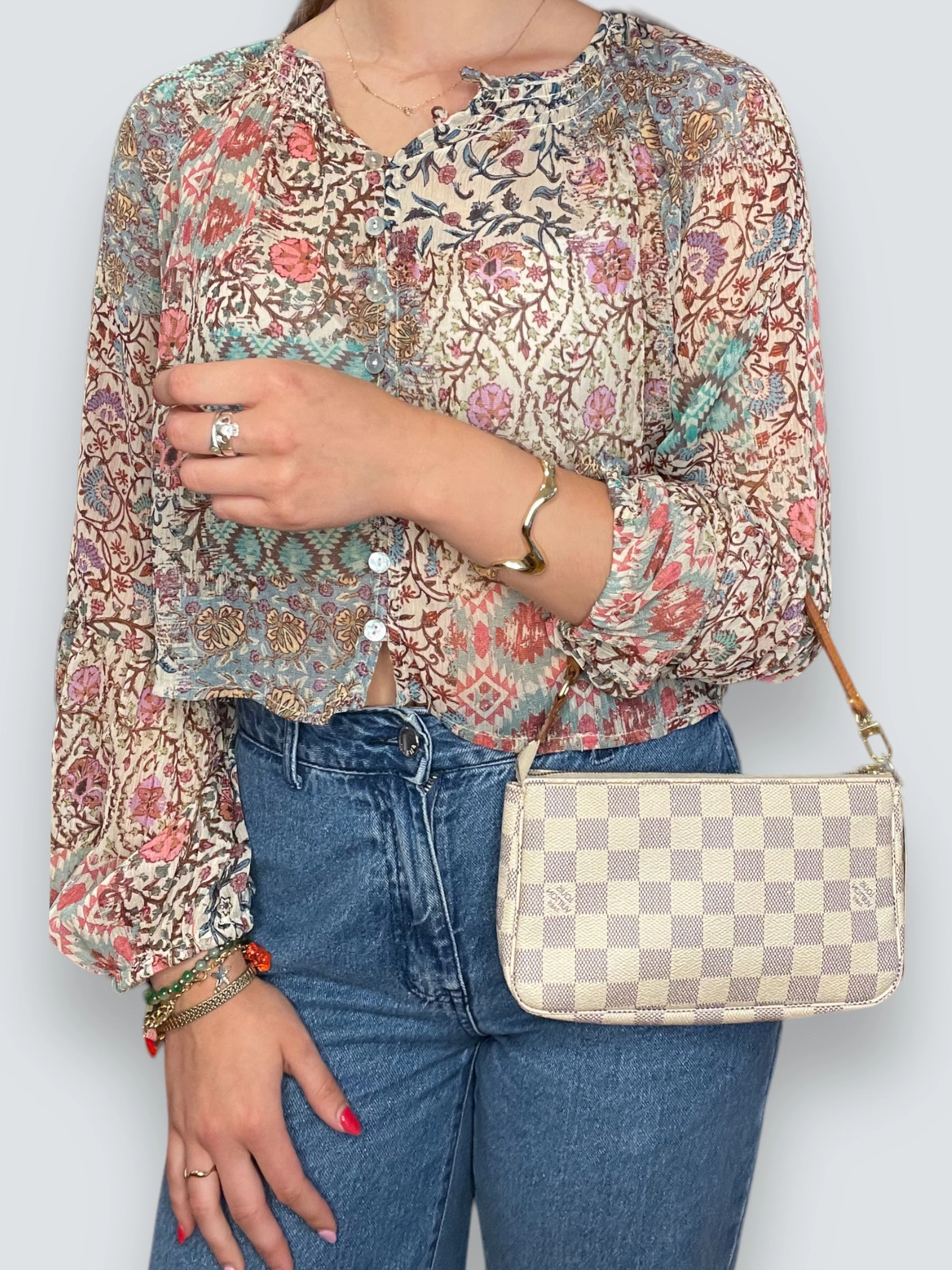 Louis Vuitton Canvas Pochette Azur Handbag