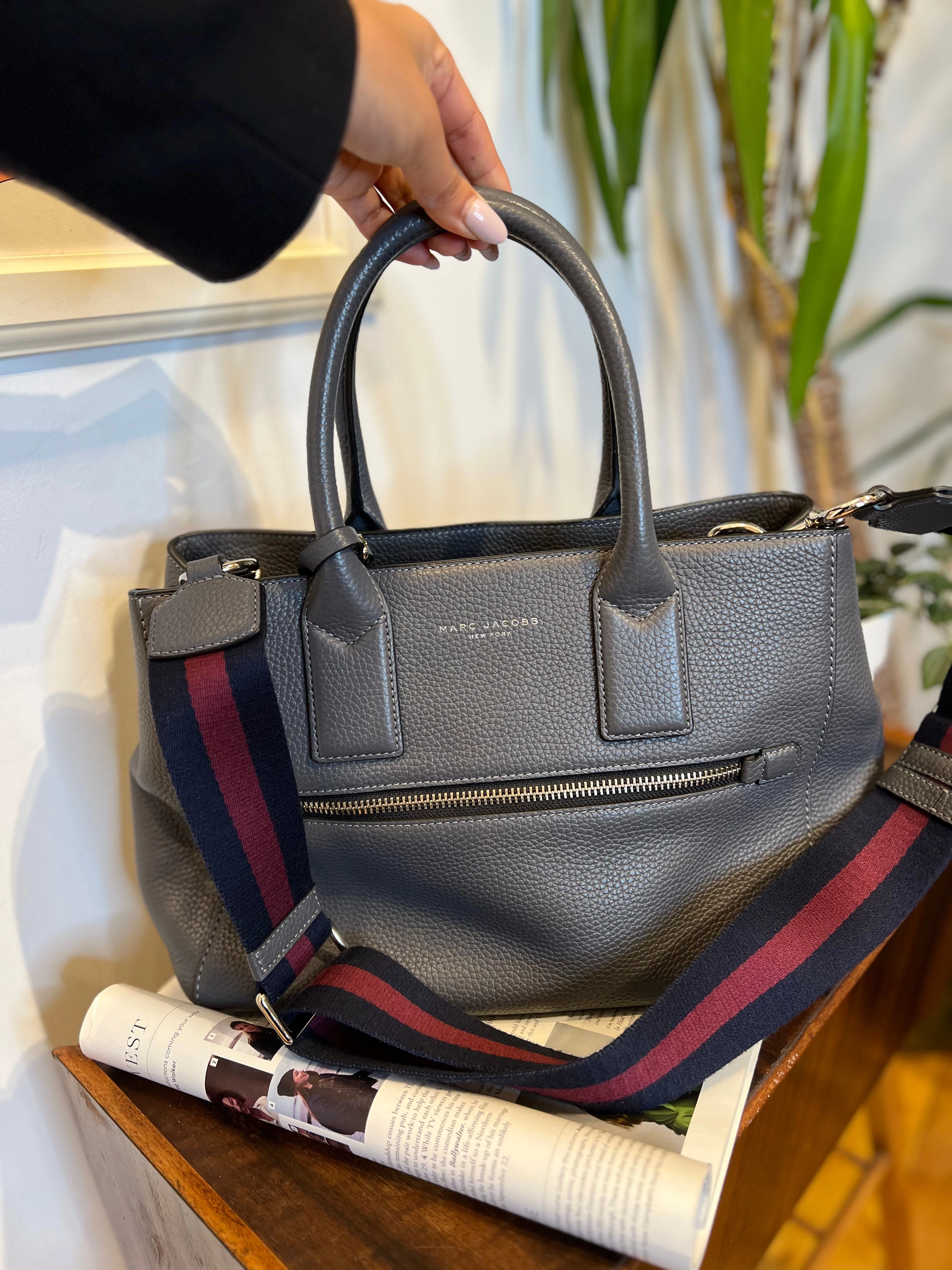 Marc Jacobs Blue/Grey Leather Gotham East West Tote