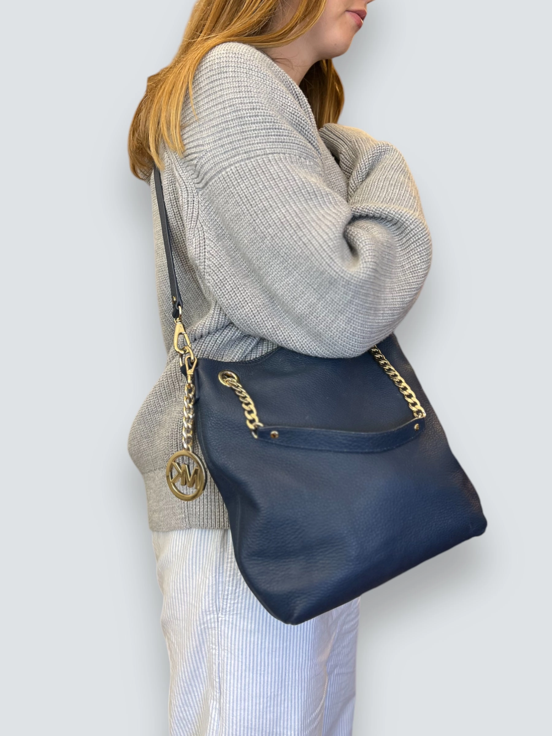 Michael Kors Navy Leather Shoulder Bag