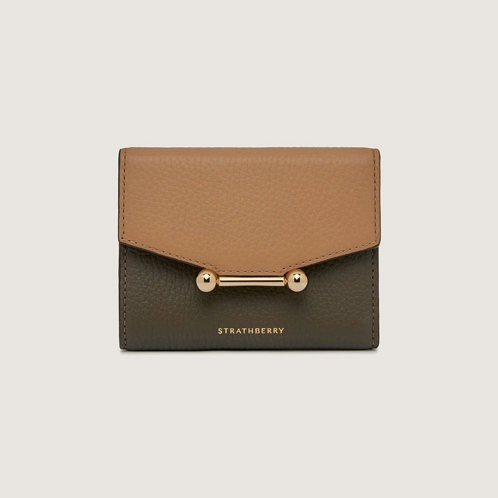 Mosaic Trifold Wallet - Khaki/Caramel/Diamond