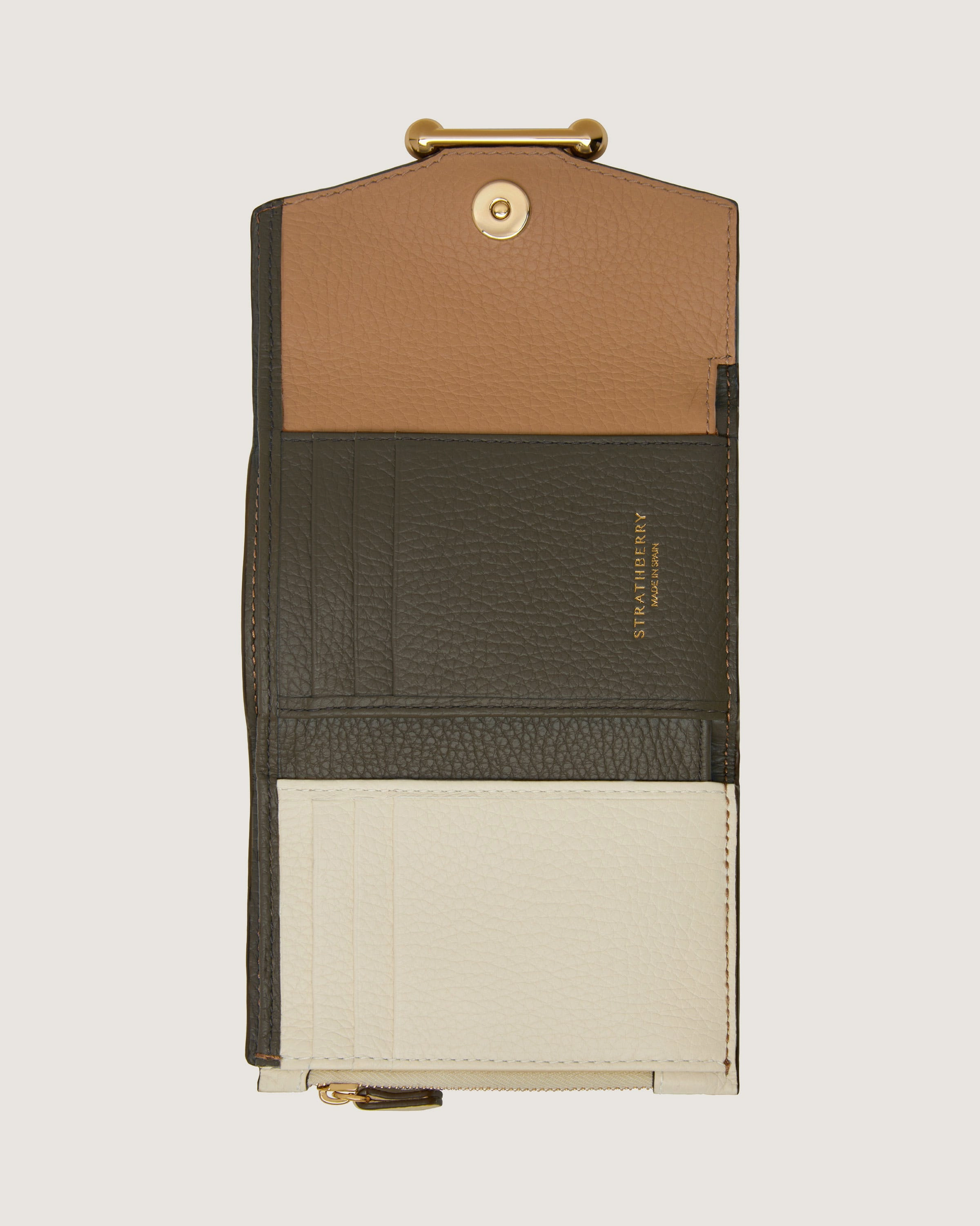 Mosaic Trifold Wallet - Khaki/Caramel/Diamond