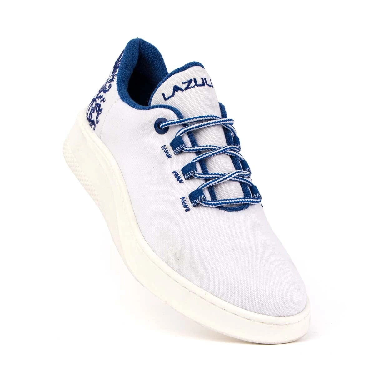 My Runner Recycled Cotton Vegan Sneakers | White & Blue