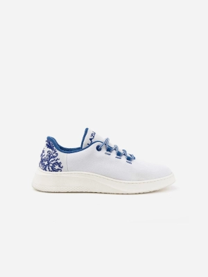 My Runner Recycled Cotton Vegan Sneakers | White & Blue