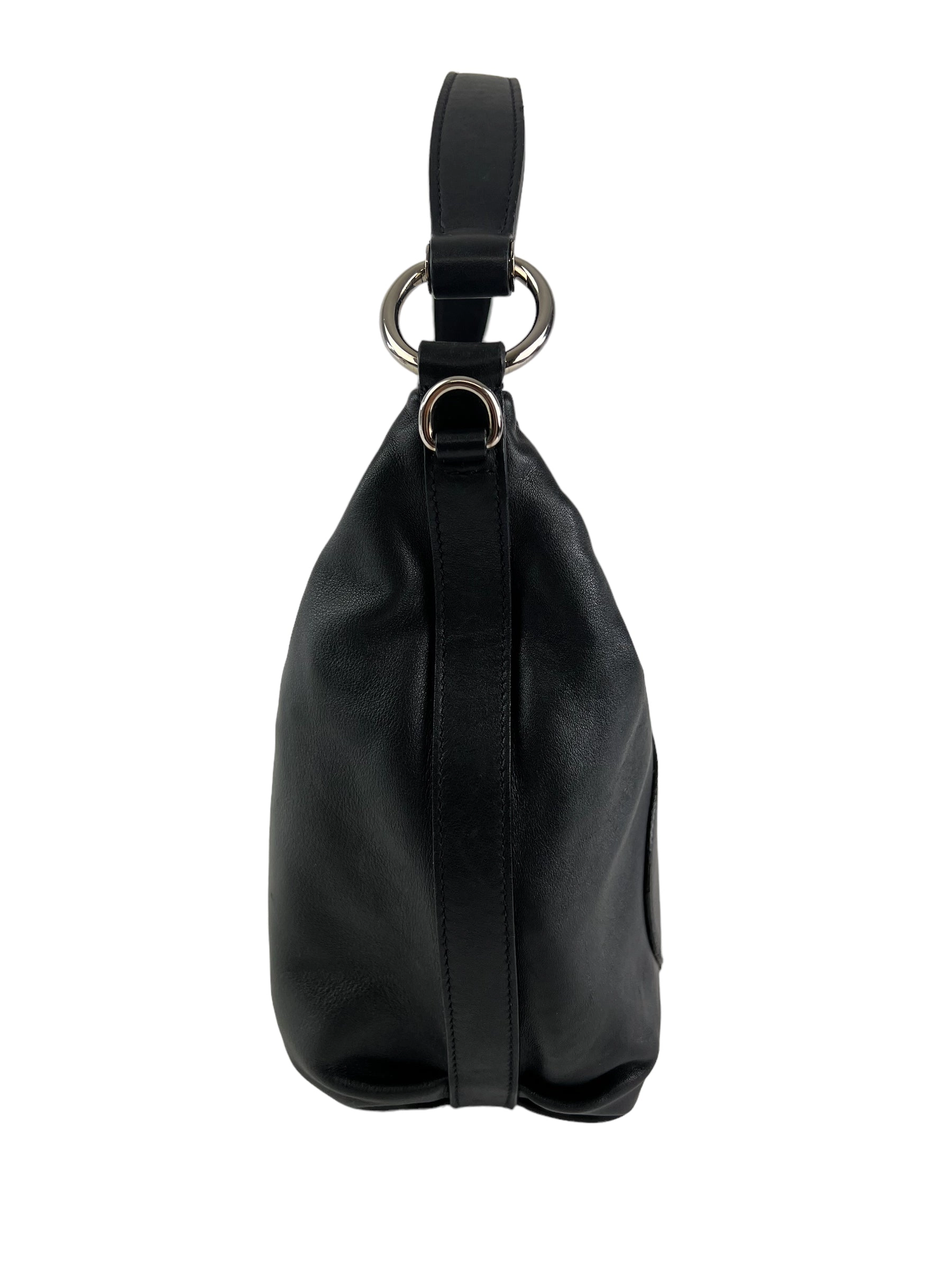 Prada Black Embossed Leather Shoulder Bag