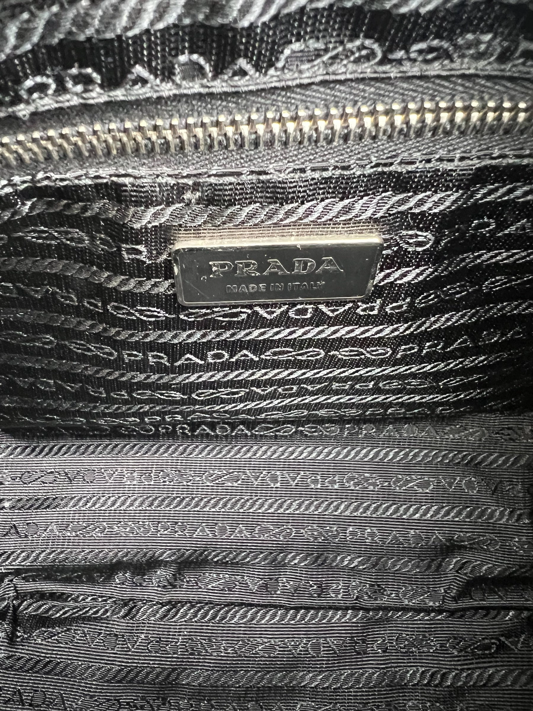 Prada Black Embossed Leather Shoulder Bag