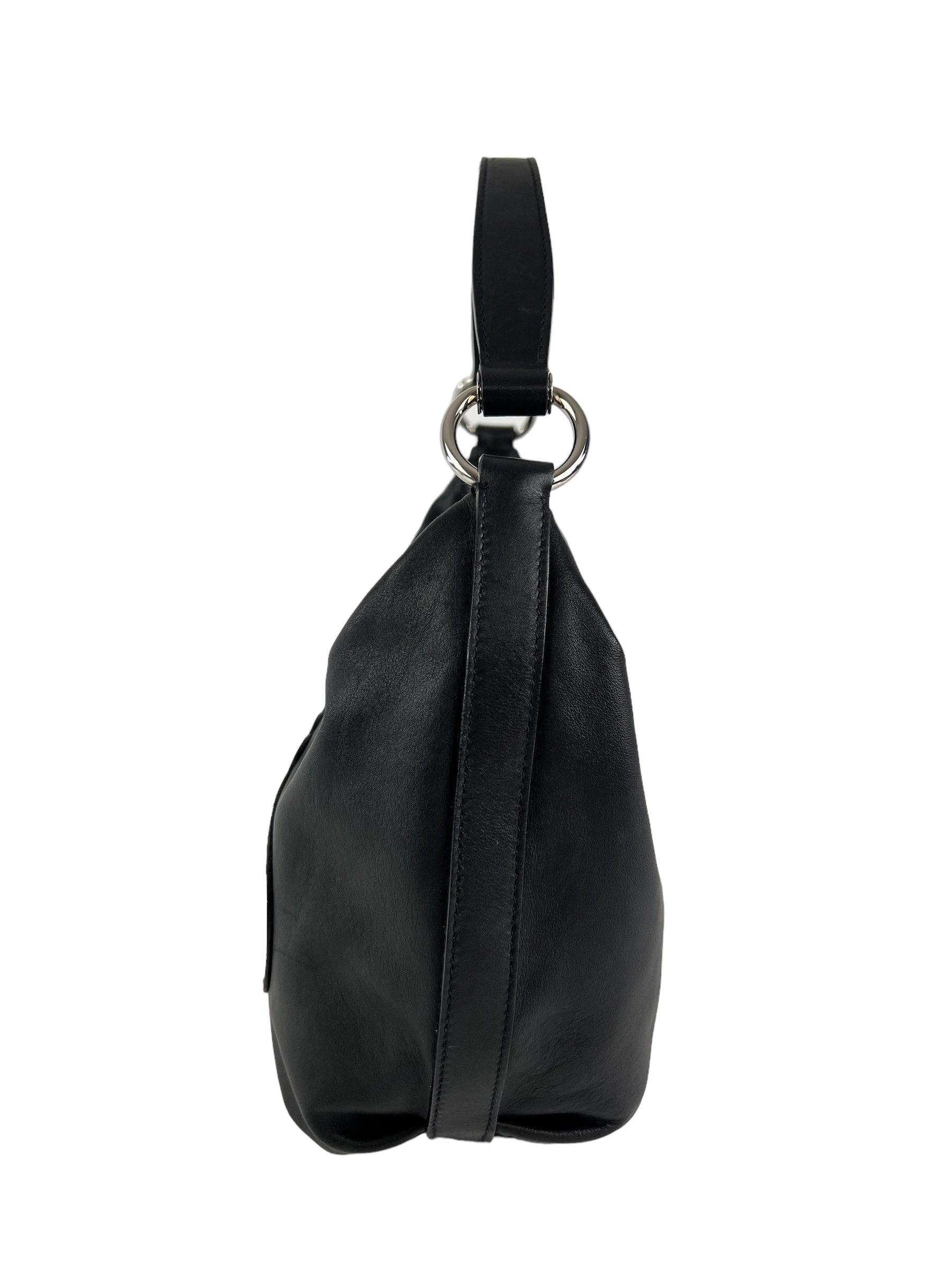 Prada Black Embossed Leather Shoulder Bag