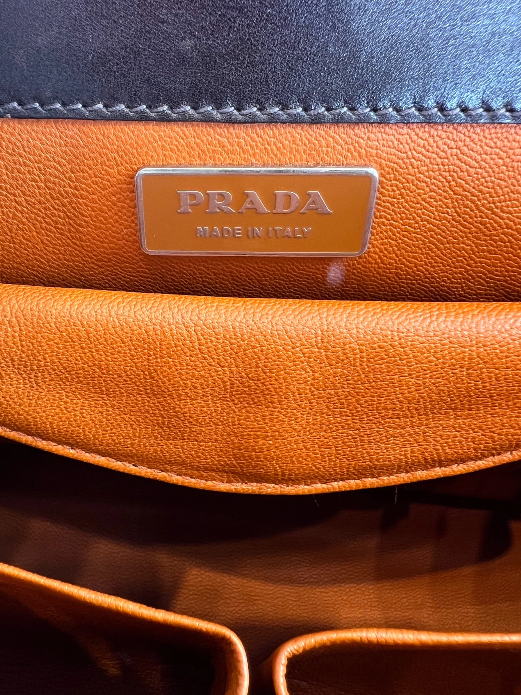 Prada Vintage Brown Croc Effect Leather Frame Handbag