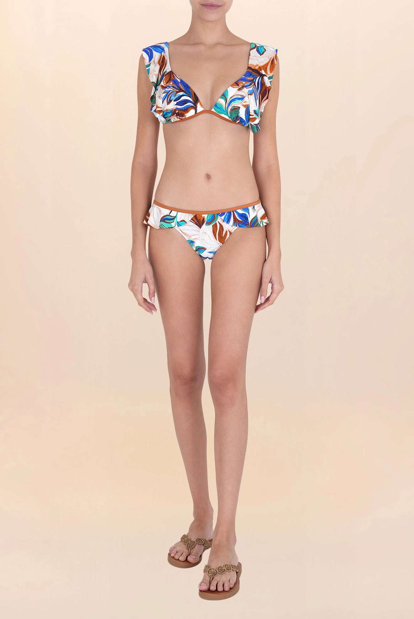 Ruffled Triangle Bikini Top Metz