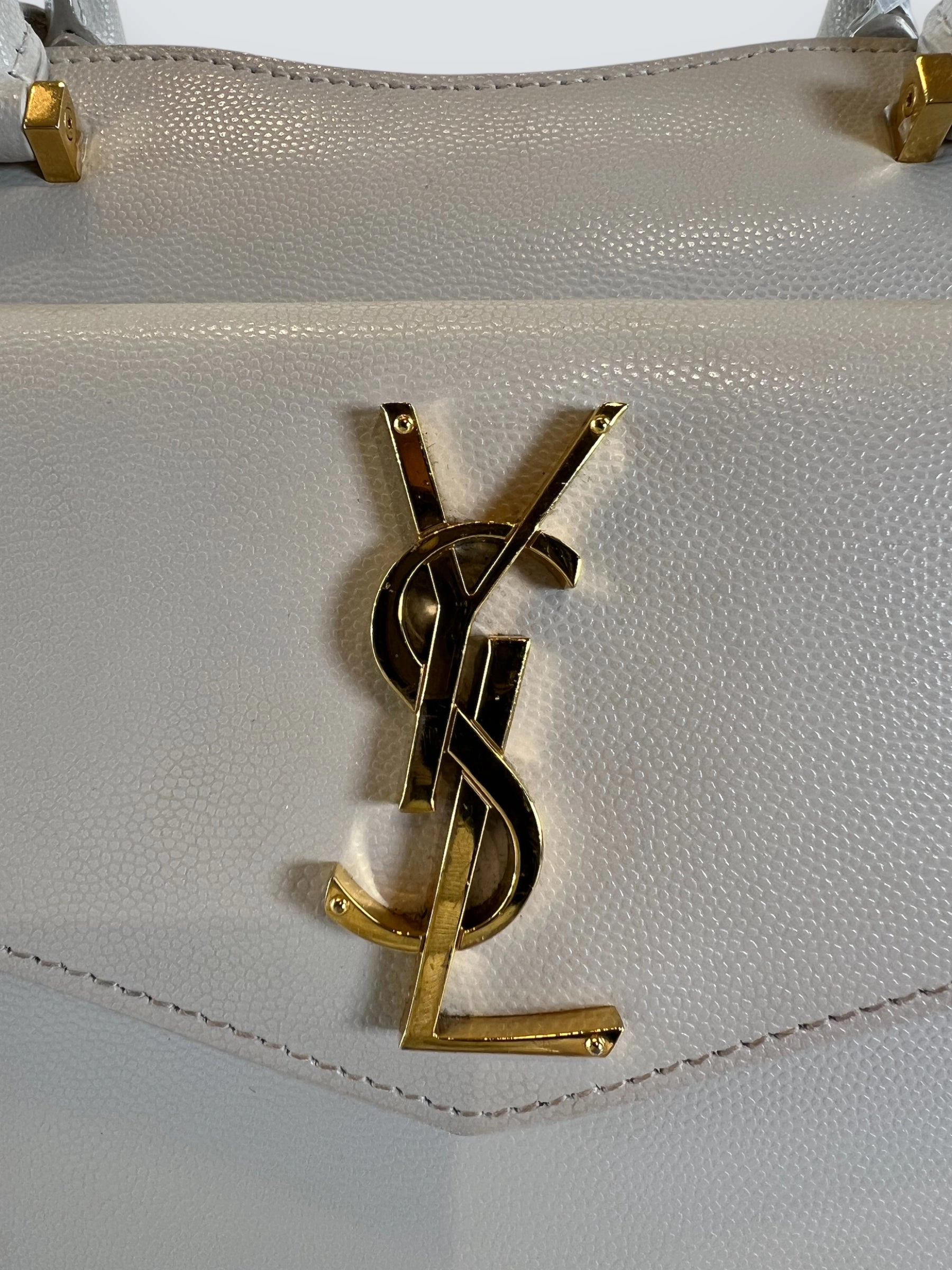 Saint Laurent Cream Leather Uptown Tote Handbag
