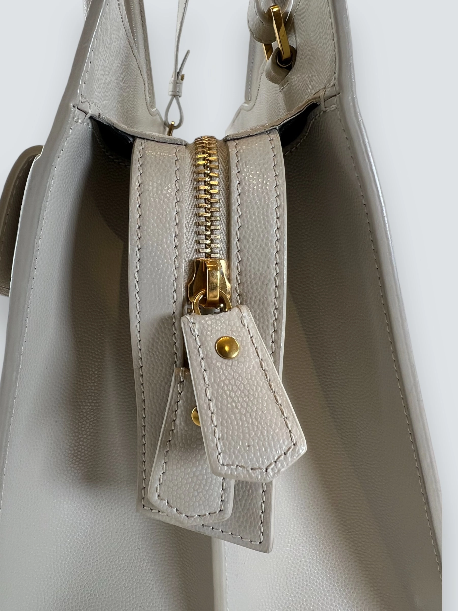 Saint Laurent Cream Leather Uptown Tote Handbag