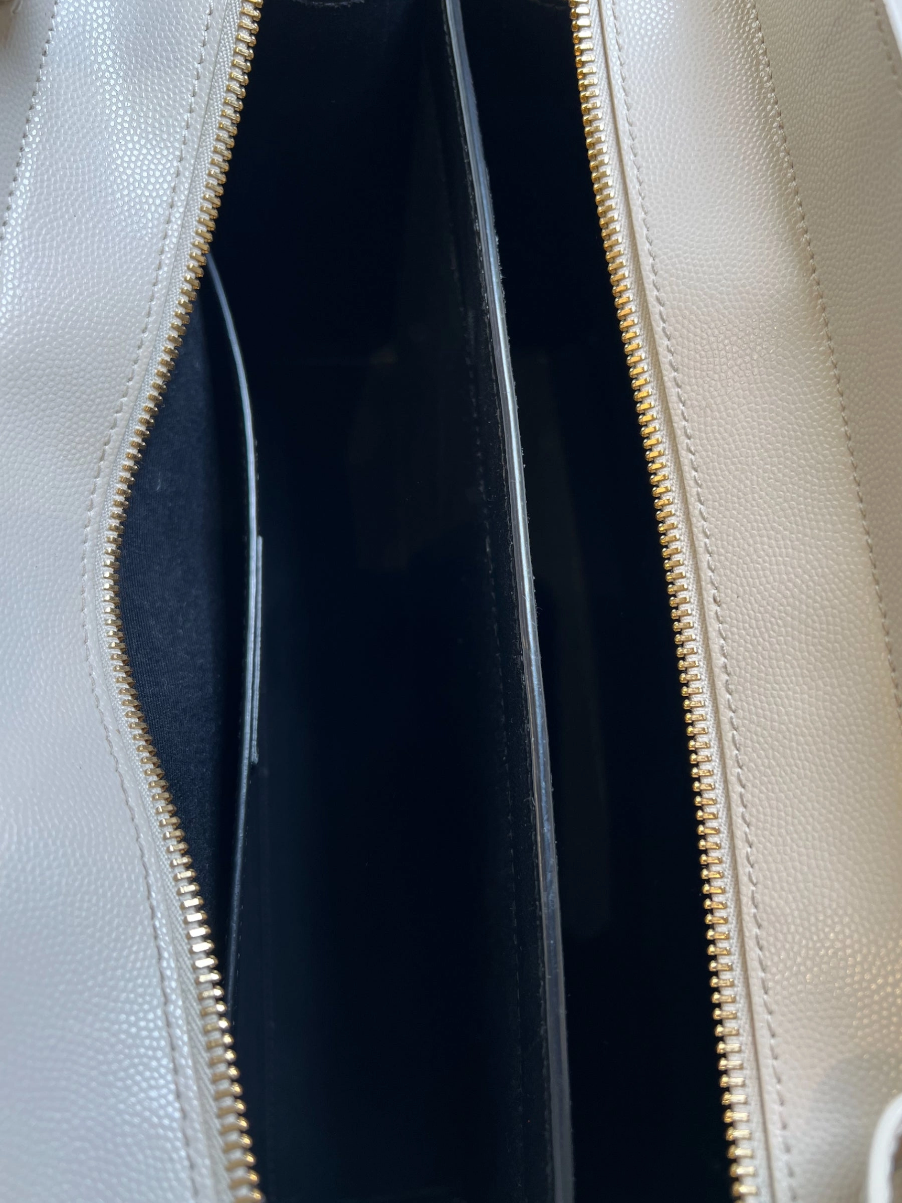 Saint Laurent Cream Leather Uptown Tote Handbag