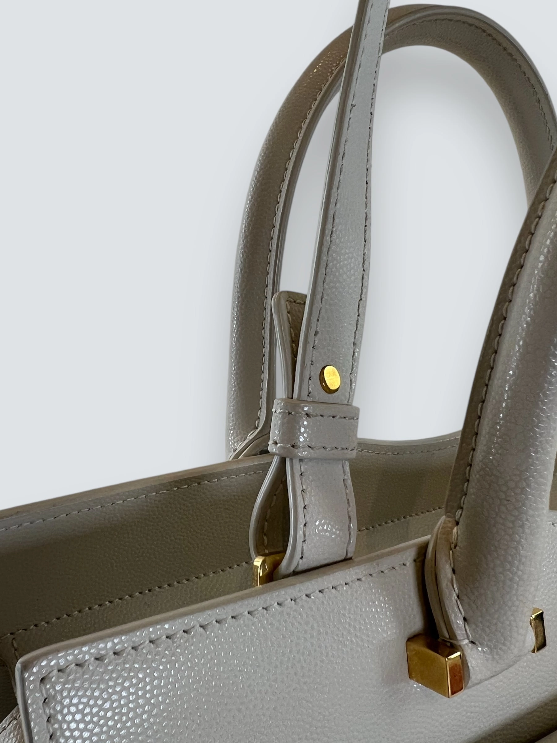 Saint Laurent Cream Leather Uptown Tote Handbag