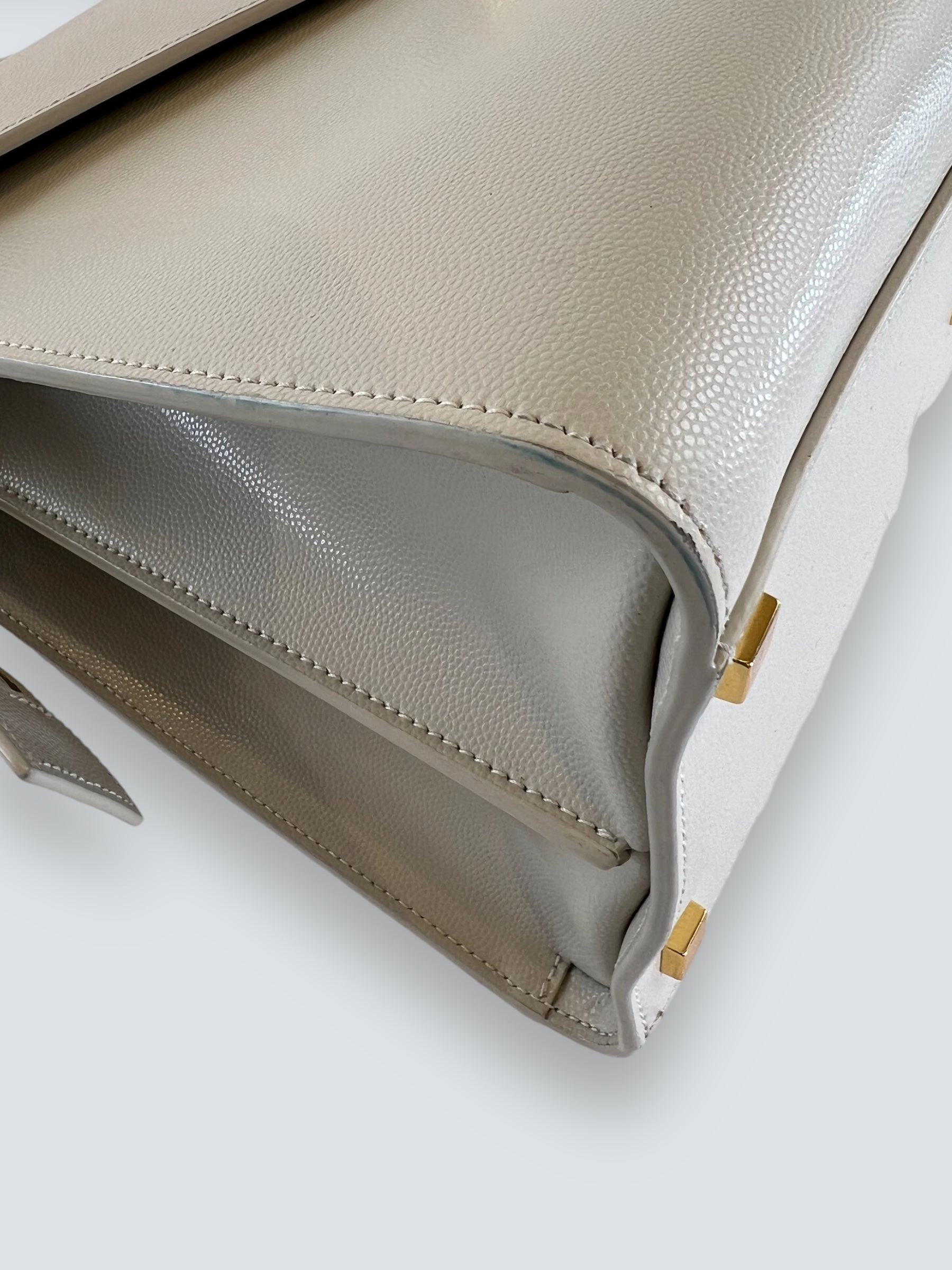 Saint Laurent Cream Leather Uptown Tote Handbag