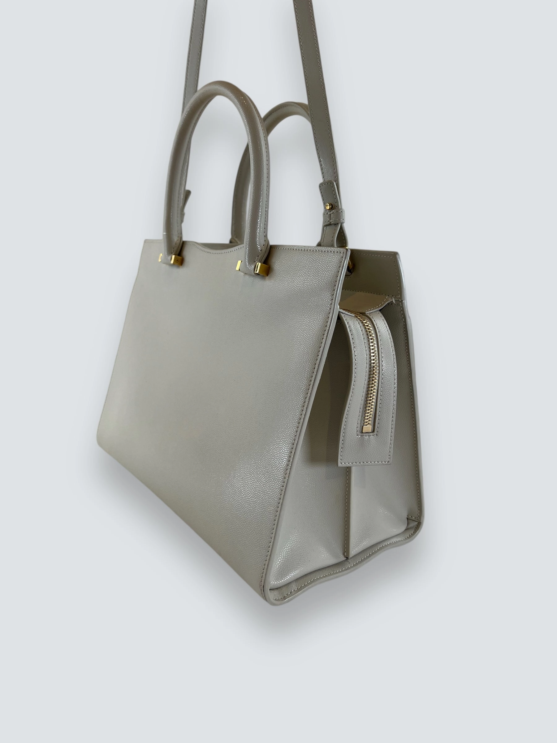 Saint Laurent Cream Leather Uptown Tote Handbag