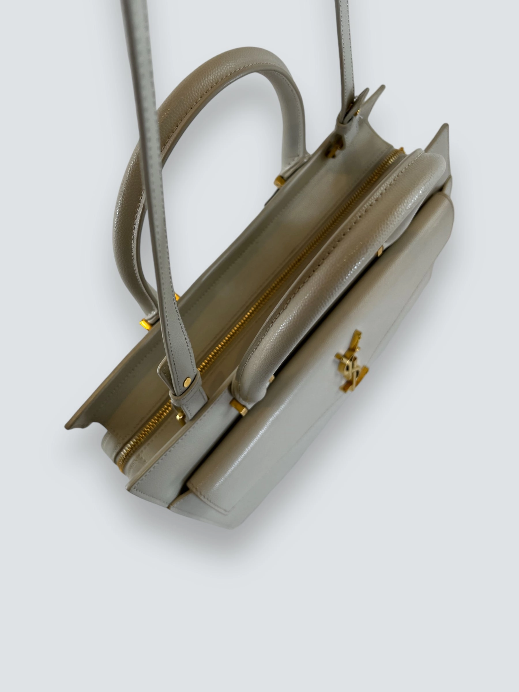 Saint Laurent Cream Leather Uptown Tote Handbag