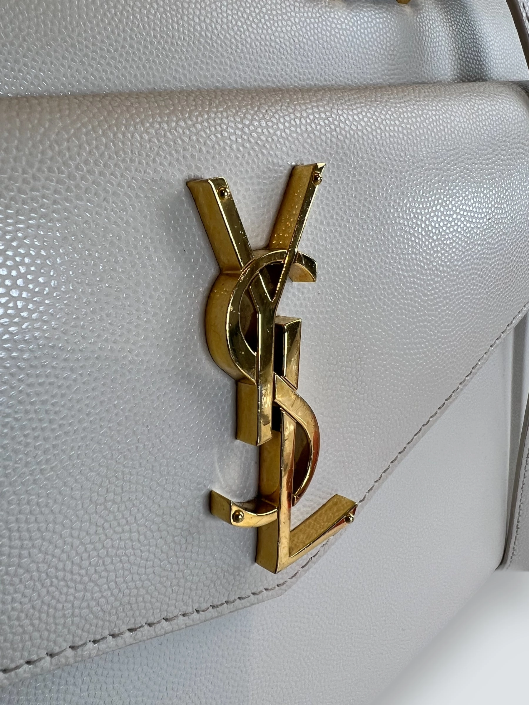 Saint Laurent Cream Leather Uptown Tote Handbag
