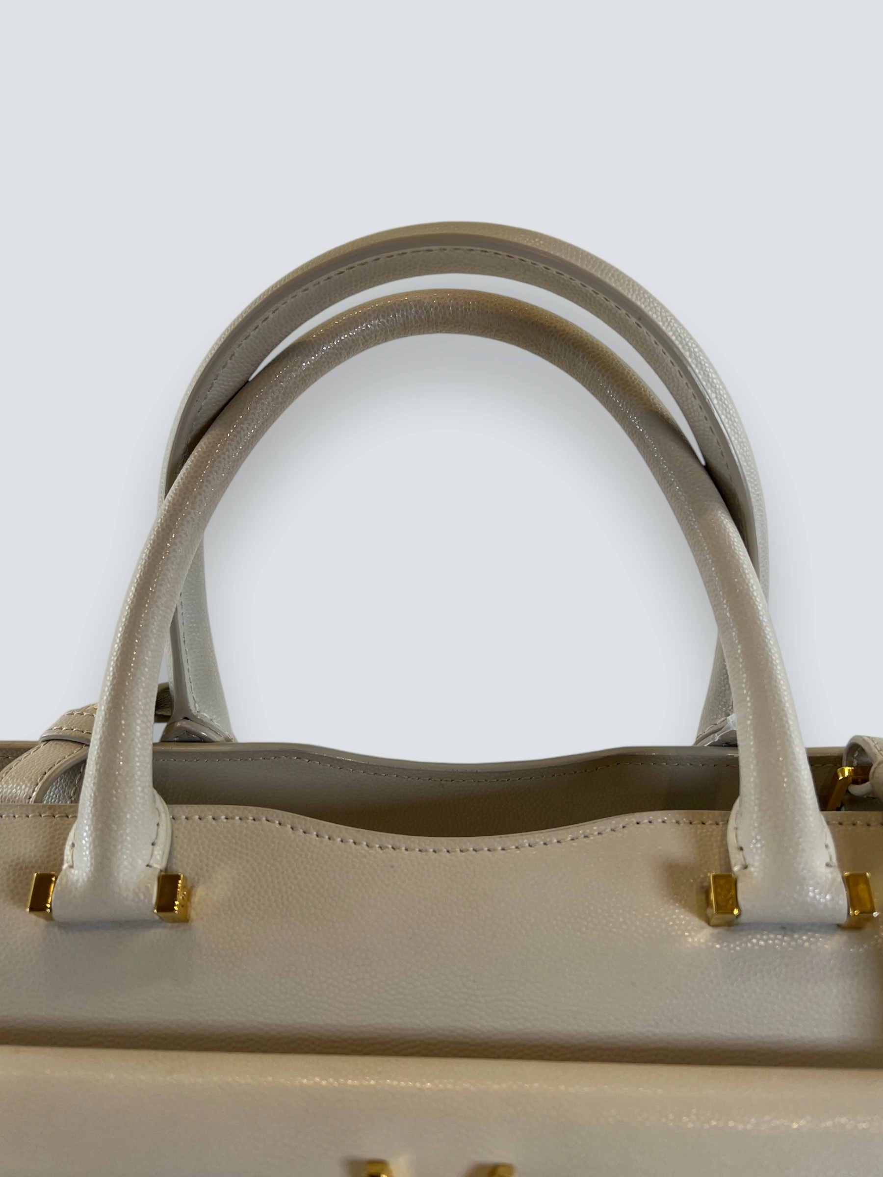 Saint Laurent Cream Leather Uptown Tote Handbag