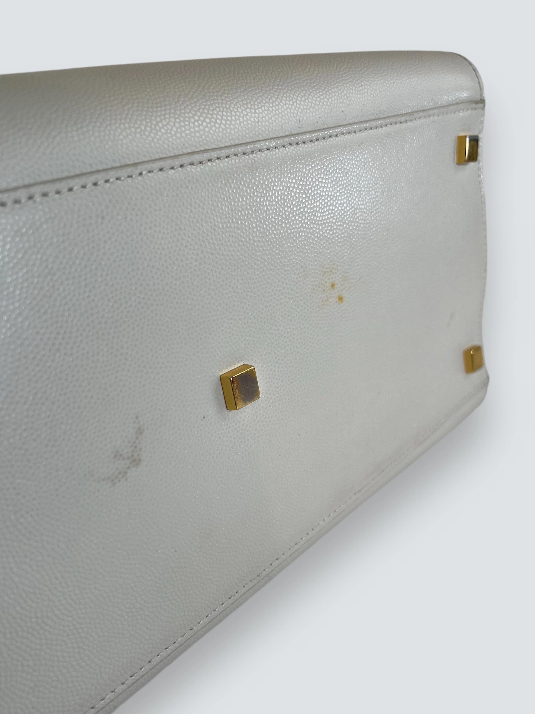 Saint Laurent Cream Leather Uptown Tote Handbag