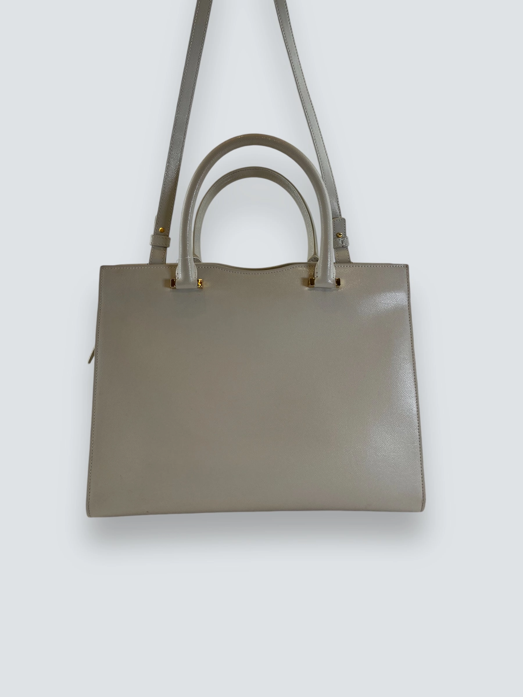 Saint Laurent Cream Leather Uptown Tote Handbag