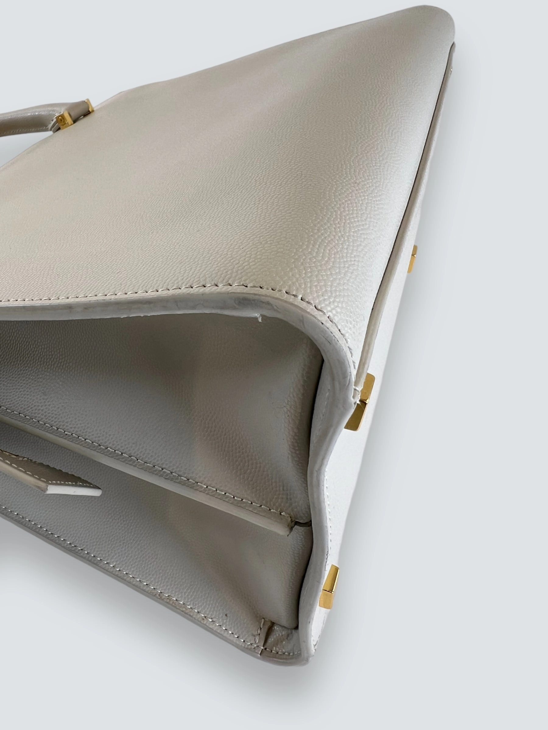 Saint Laurent Cream Leather Uptown Tote Handbag