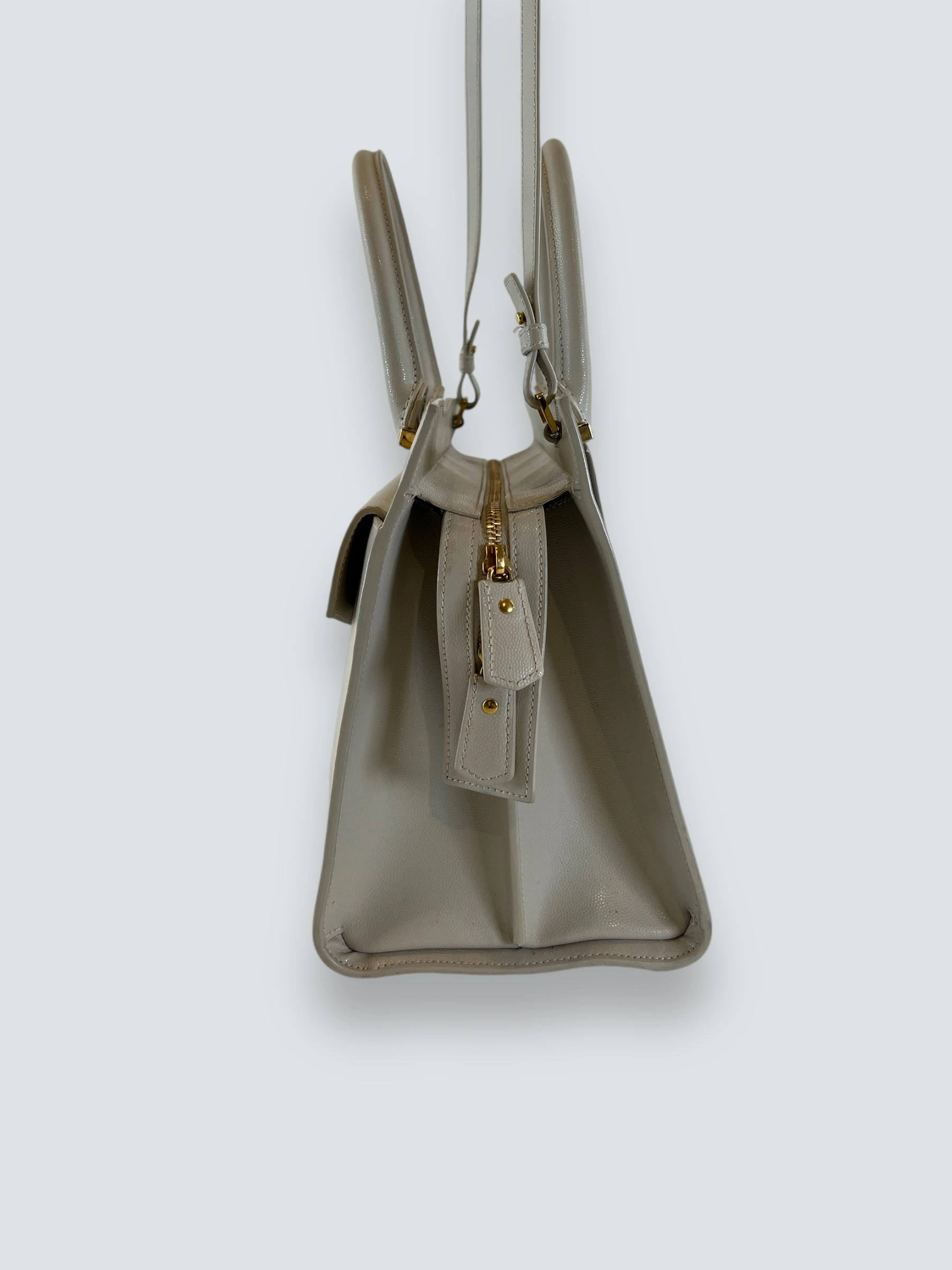 Saint Laurent Cream Leather Uptown Tote Handbag