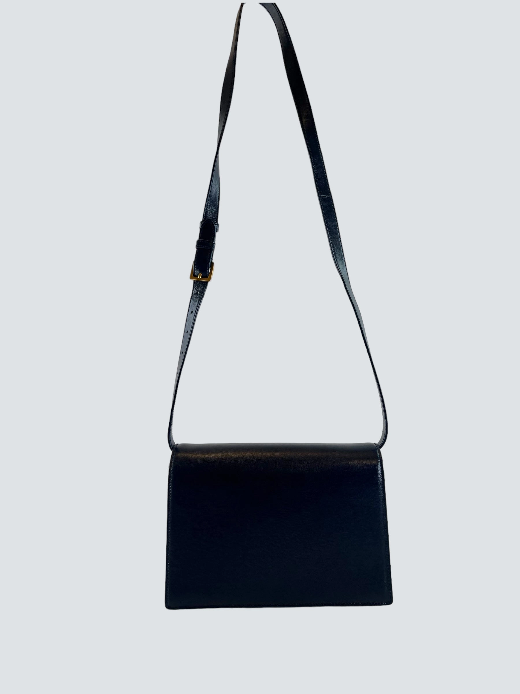 Saint Laurent Navy Leather & Seude Bellechasse Shoulder Bag