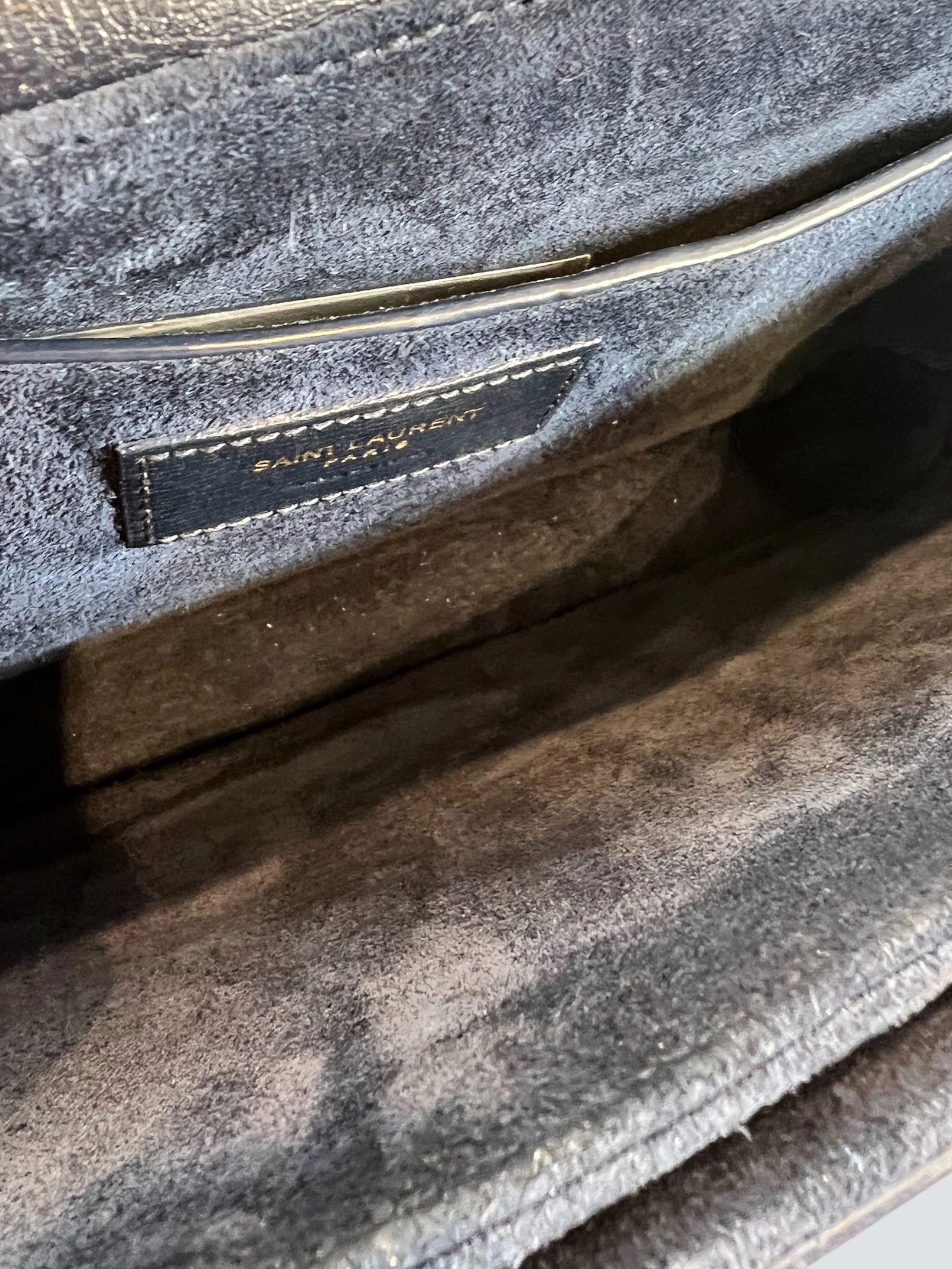 Saint Laurent Navy Leather & Seude Bellechasse Shoulder Bag