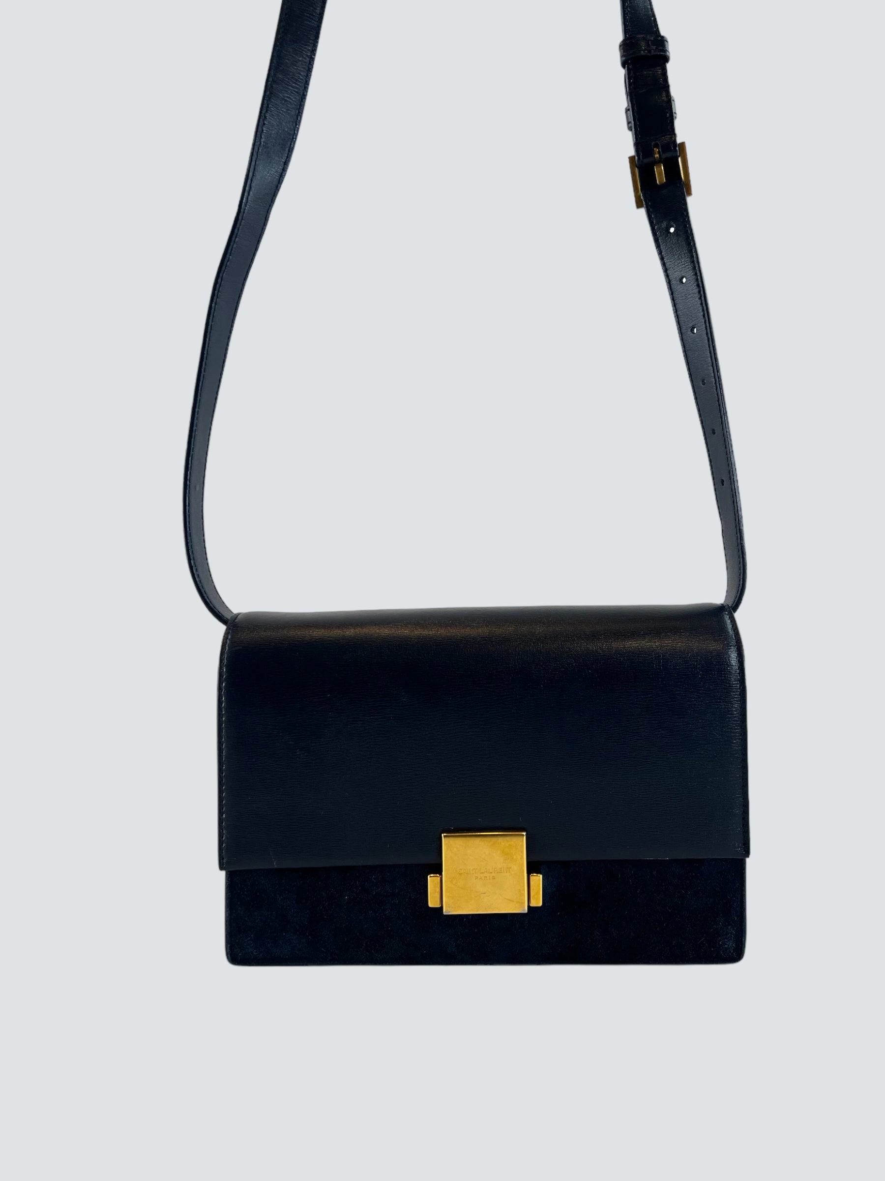 Saint Laurent Navy Leather & Seude Bellechasse Shoulder Bag