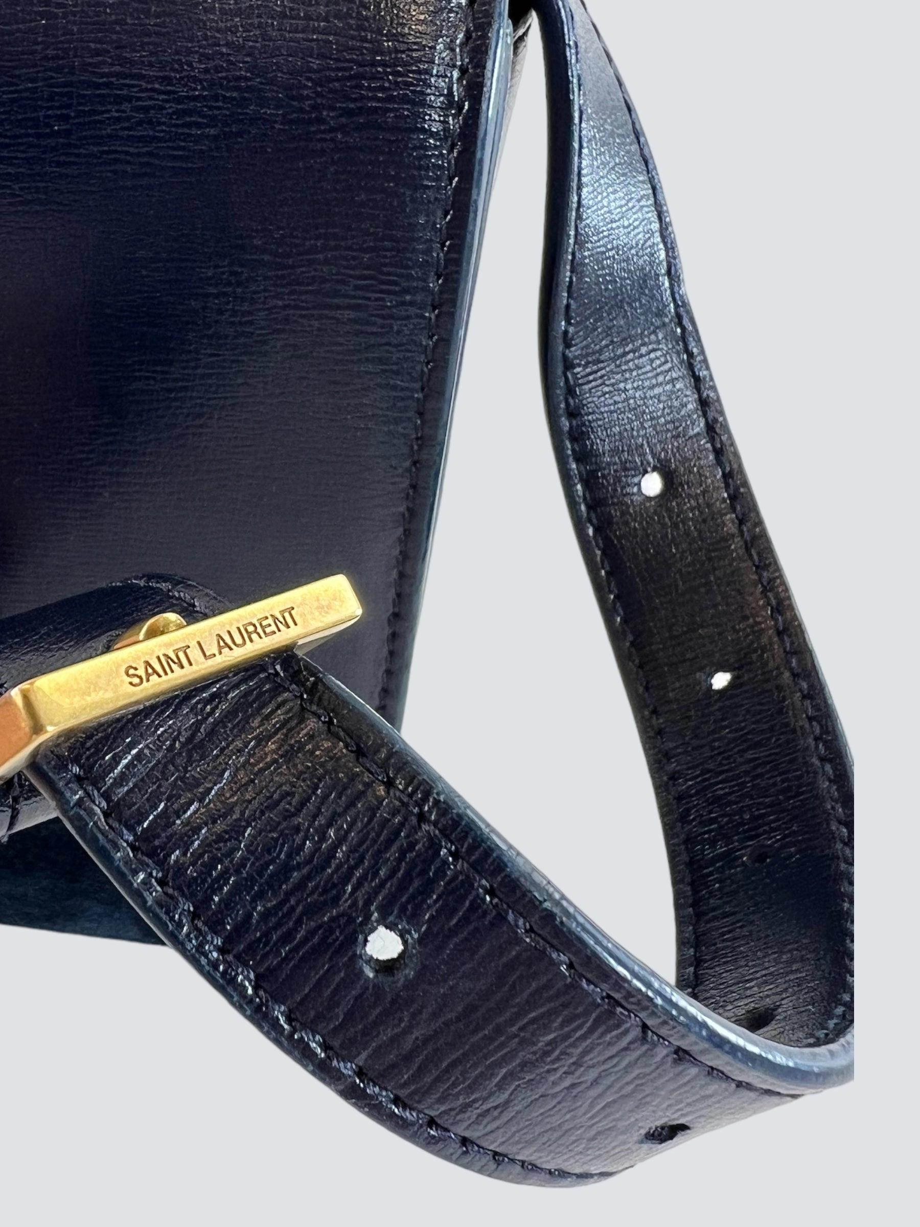 Saint Laurent Navy Leather & Seude Bellechasse Shoulder Bag