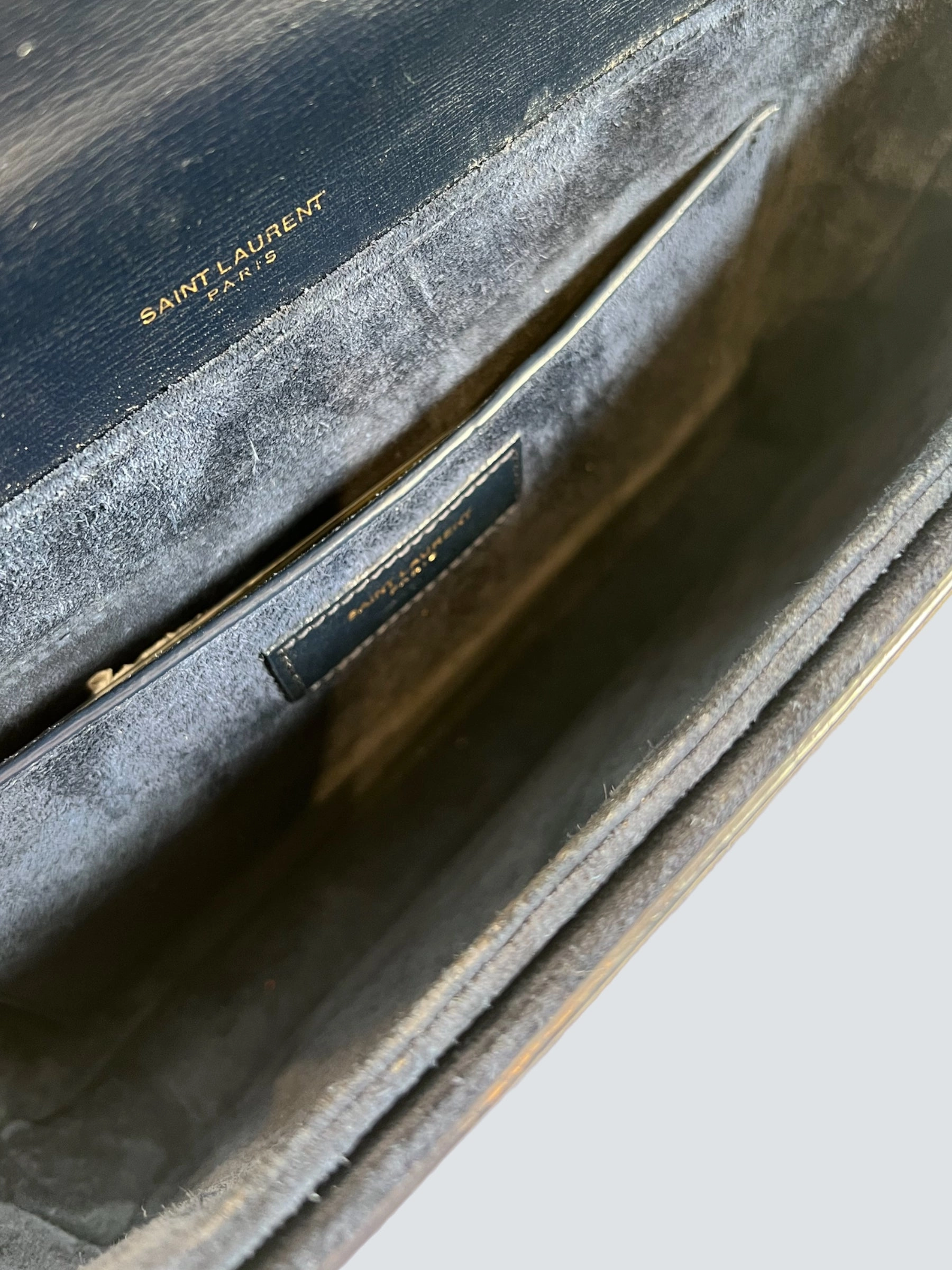 Saint Laurent Navy Leather & Seude Bellechasse Shoulder Bag