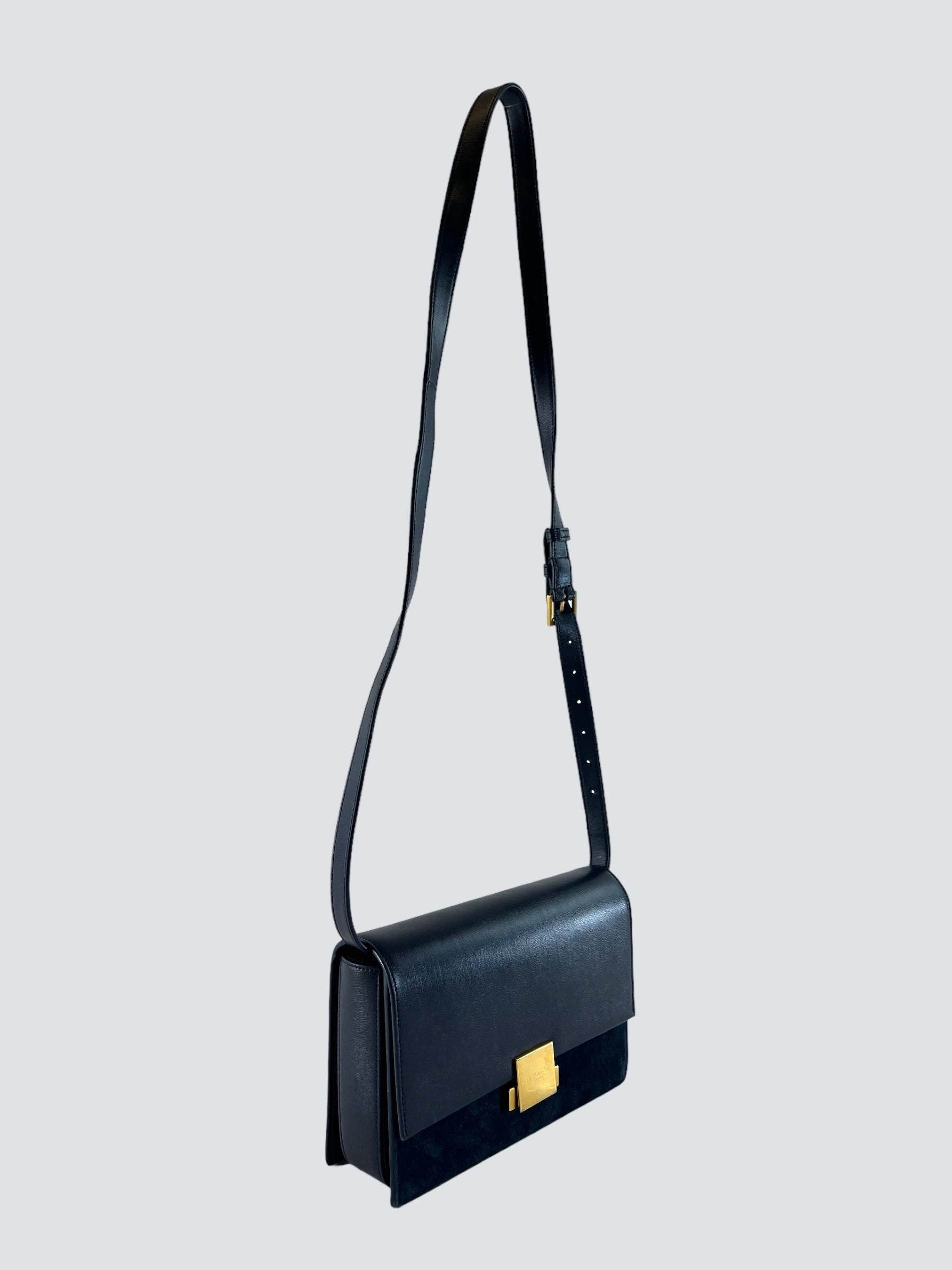 Saint Laurent Navy Leather & Seude Bellechasse Shoulder Bag