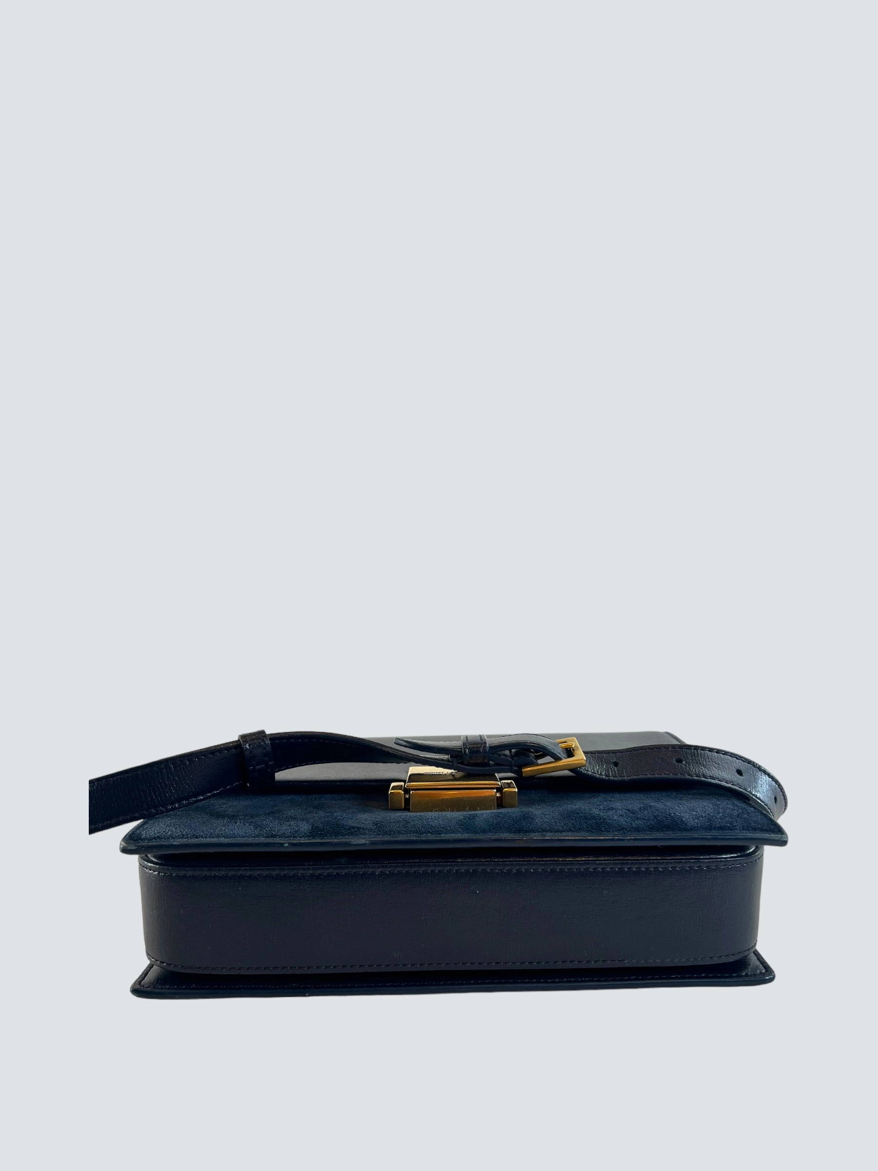 Saint Laurent Navy Leather & Seude Bellechasse Shoulder Bag