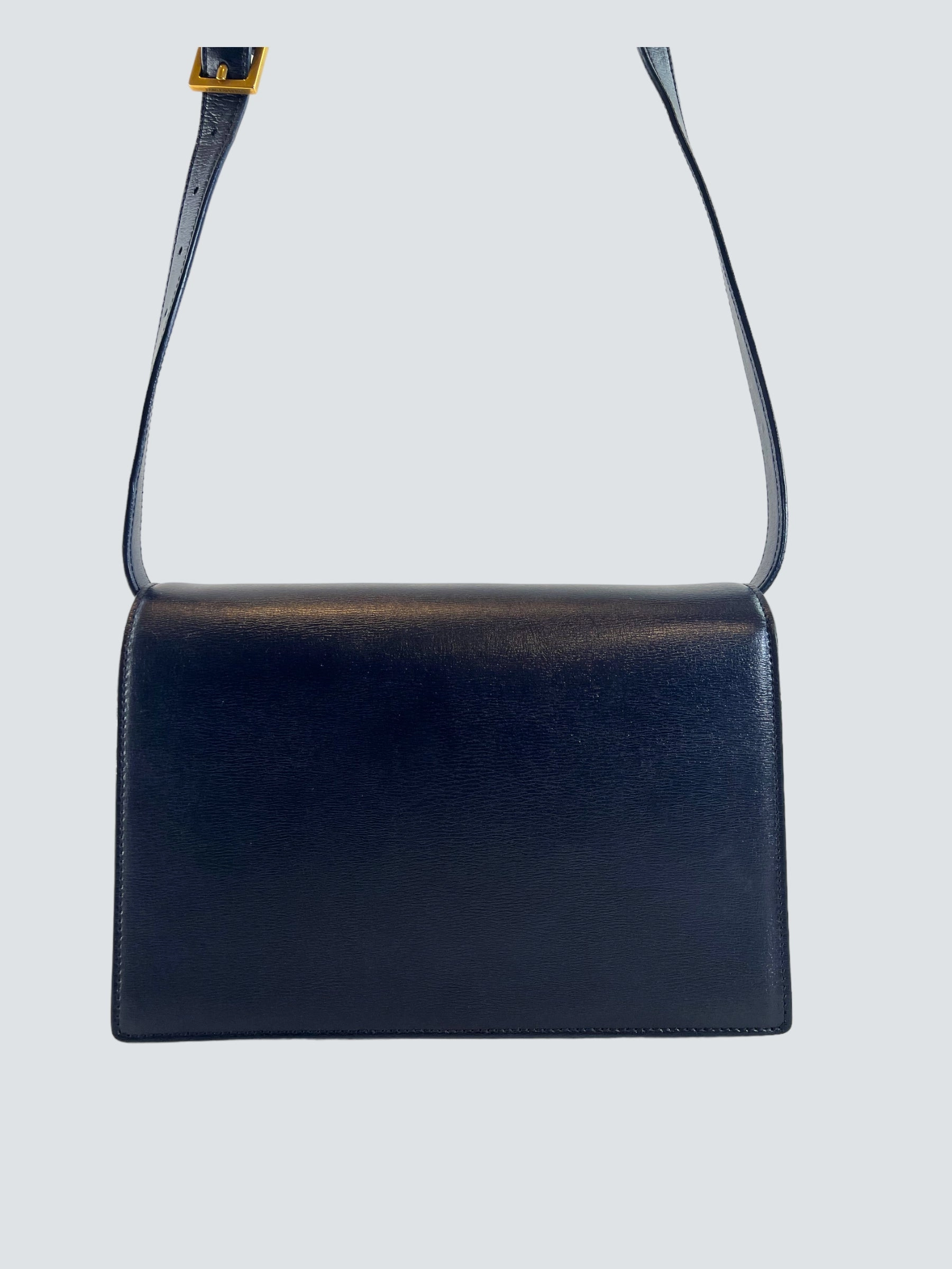 Saint Laurent Navy Leather & Seude Bellechasse Shoulder Bag