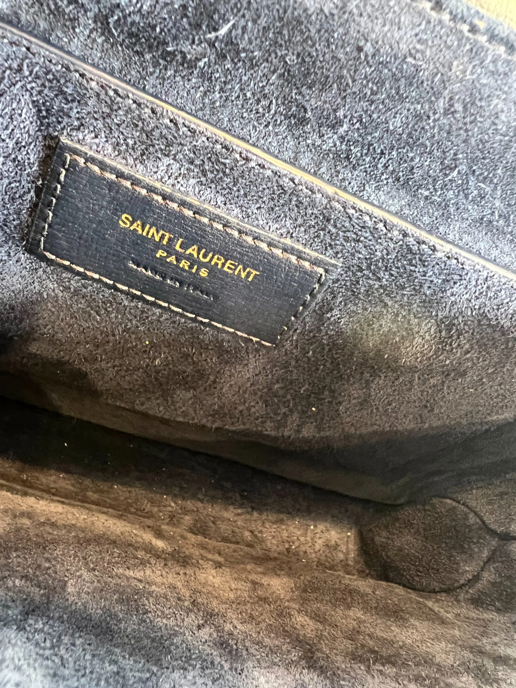 Saint Laurent Navy Leather & Seude Bellechasse Shoulder Bag