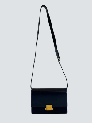 Saint Laurent Navy Leather & Seude Bellechasse Shoulder Bag