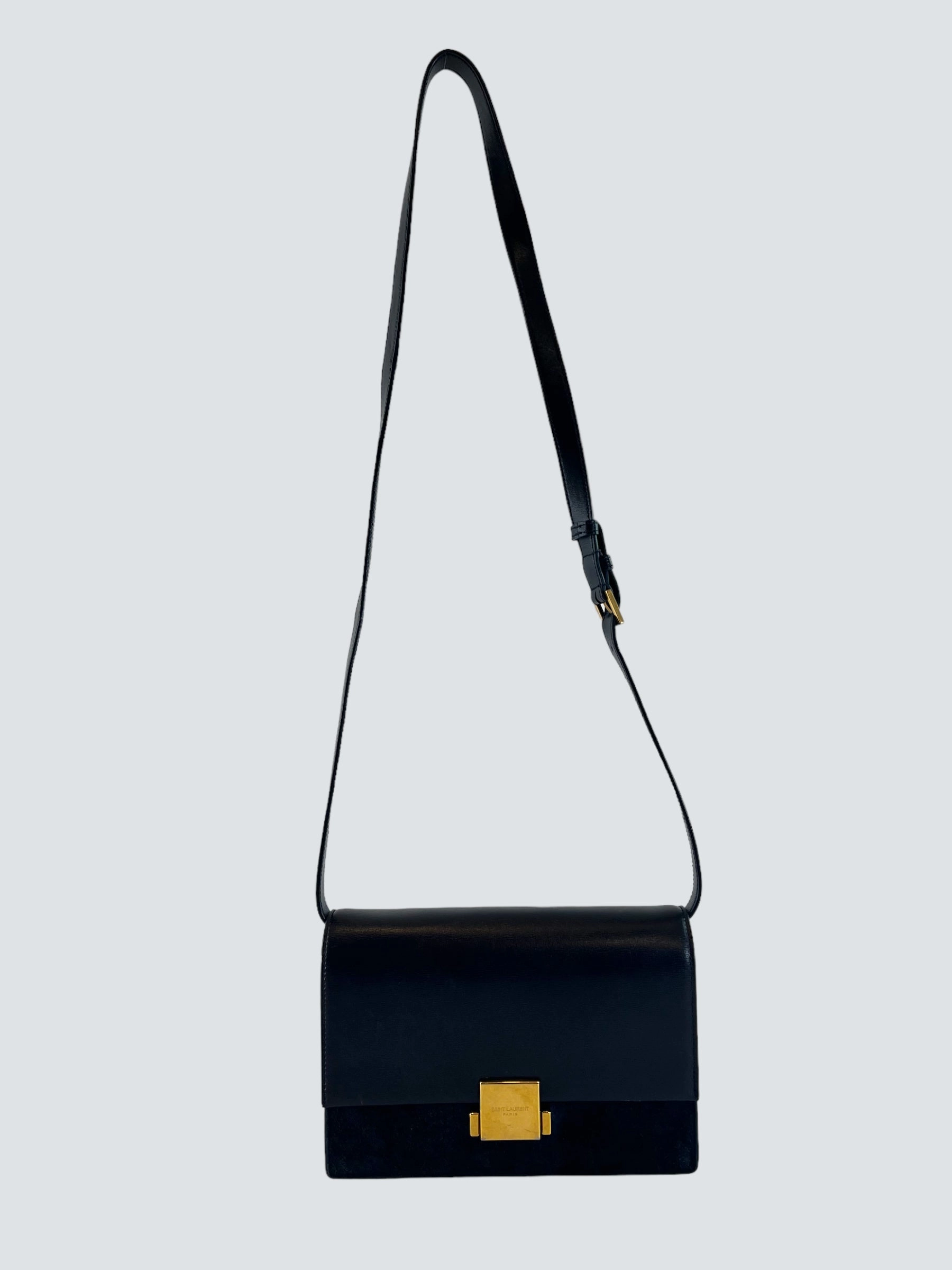 Saint Laurent Navy Leather & Seude Bellechasse Shoulder Bag